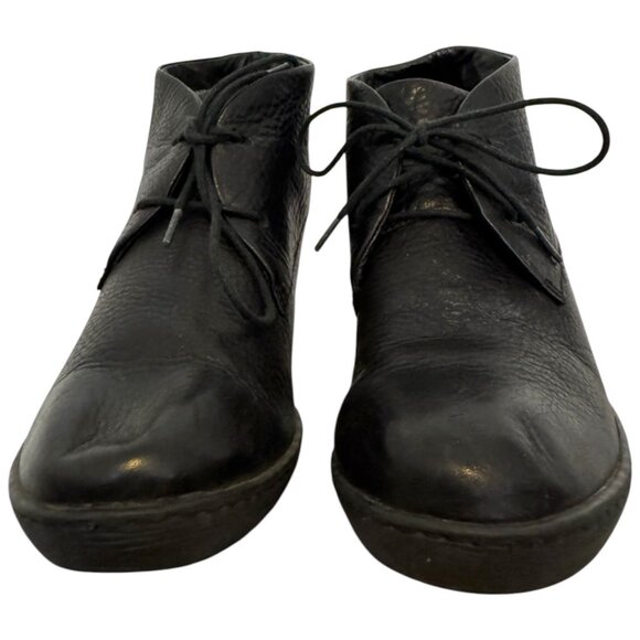 BORN B.O.C Ramsey Heeled Booties 40.5 9 Lace Up Chukka Oxford Black Leather Boot - Picture 3 of 8